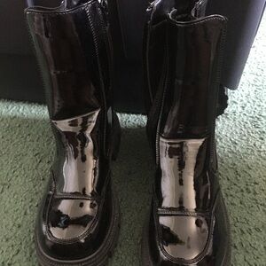 Glossy Black Patent Leather Boots
